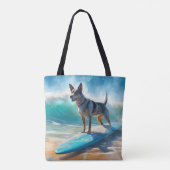 Tote Bag Blue Heeler Beach Surfing Peinture (Dos)