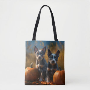 Tote Bag Blue Heeler Chiot Automne Citrouille de plaisir