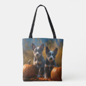 Tote Bag Blue Heeler Chiot Automne Citrouille de plaisir (Dos)