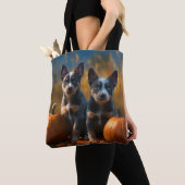 Tote Bag Blue Heeler Chiot Automne Citrouille de plaisir (De près)