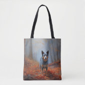 Tote Bag Blue Heeler dans les feuilles d'automne automne au (Devant)