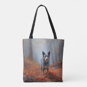 Tote Bag Blue Heeler dans les feuilles d'automne automne au (Dos)