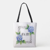 Tote Bag Blue Hydrangea Border Customized (Dos)