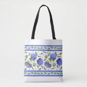 Tote Bag Blue Hydrangea Fleurs Art Botanique (Devant)