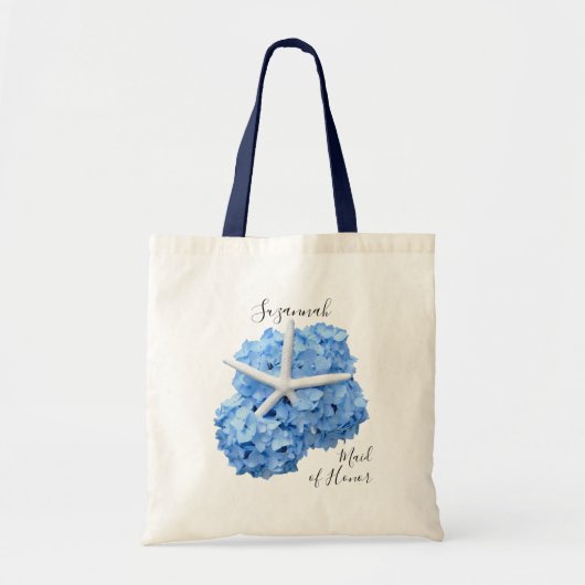 Tote Bag Blue Hydrangea Starfish Bridesmaid (Devant)