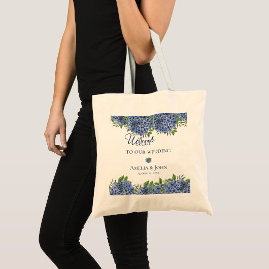 Tote Bag Blue Hydrangeas Mariage d'aquarelle (Devant (produit))
