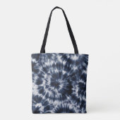 Tote Bag Blue Indigo Shibori Tie Dye Nom personnalisé  (Dos)