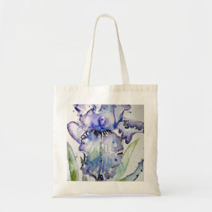 Tote Bag Blue Iris Art floral Aquarelle Art