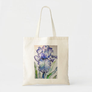 Tote Bag Blue Iris Art floral Aquarelle Art