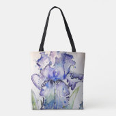 Tote Bag Blue Iris Art floral Aquarelle Art (Dos)