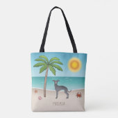 Tote Bag Blue Italien Greyhound À Tropical Summer Beach (Dos)