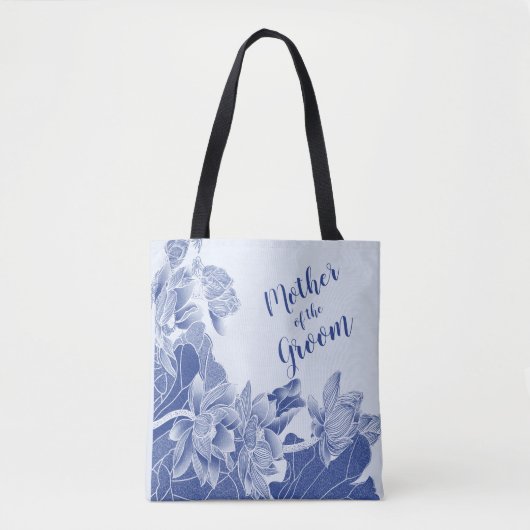 Tote Bag Blue Lotus Fleurs Mariage Cadeau Mère De Groom (Devant)