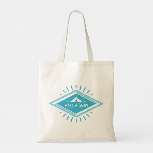 Tote Bag Blue Make a Camp, Great Adventure (Dos)