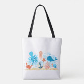 Tote Bag Blue Marine Life Ocean Animaux (Dos)