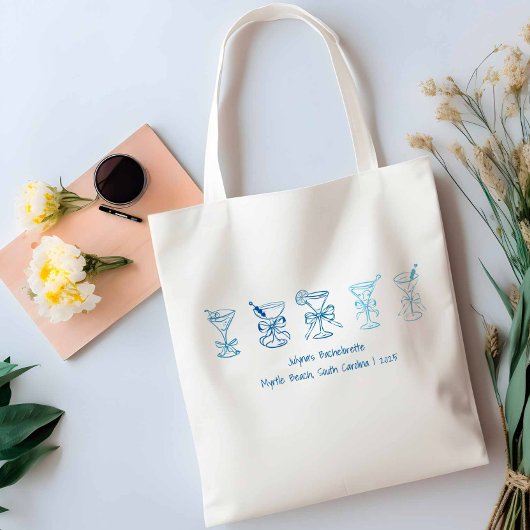 Tote Bag Blue Martini Bachelorette Party Bridesmaid cadeau