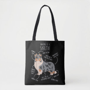 Tote Bag Blue Merle Sheltie Shetland Sheepdog Anatomie, Fun