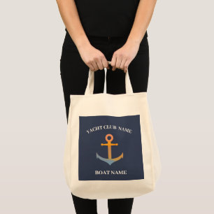 Tote Bag Blue Nautical Ancre yacht club bateau marina welco