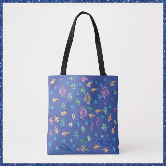 Tote Bag Blue Ocean Marine Life Thème