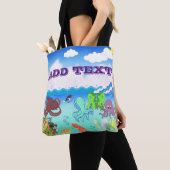 Tote Bag Blue Ocean Wave Octopus Coral Garden (De près)