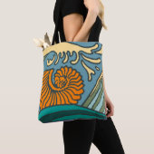 Tote Bag Blue Ocean Waves Nautilus Seashell Motif Nouveau (De près)