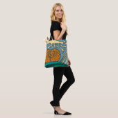 Tote Bag Blue Ocean Waves Nautilus Seashell Motif Nouveau (Sur le modèle)