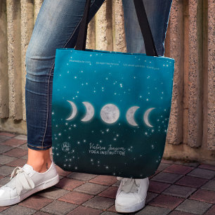 Tote Bag Blue ombre moons star Yoga professeur