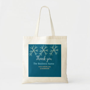 Tote Bag Blue orange snowflakes ajouter nom commercial noël
