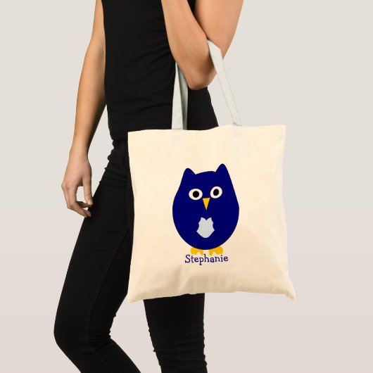 Tote Bag Blue Owl Design Personalised (Devant (produit))