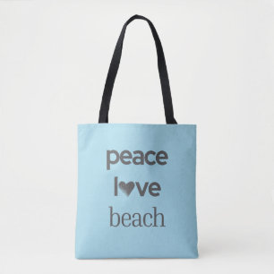 Tote Bag Blue Paix Amour Vie de Plage Graphique Motivatio