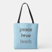Tote Bag Blue Peace Love Beach - Coastal Life - Sun Lover (Dos)