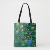 Tote Bag Blue Peacock Bird (Devant)