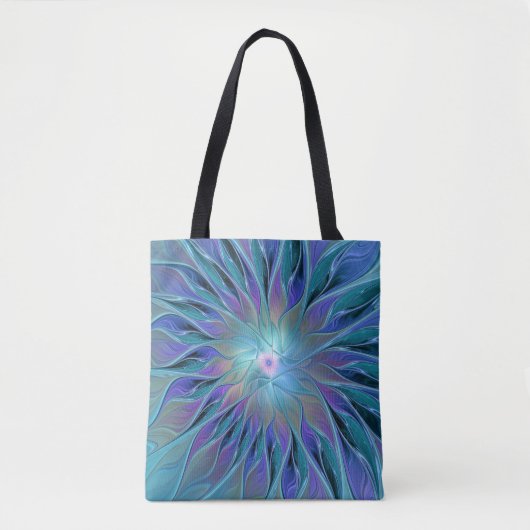 Tote Bag Blue Purple Flower Dream Abstrait Fractal Art (Devant)