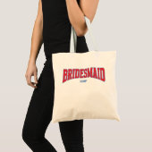 Tote Bag Blue + Red Faux Glitter BRIDESMAID Bachelorette (Devant (produit))