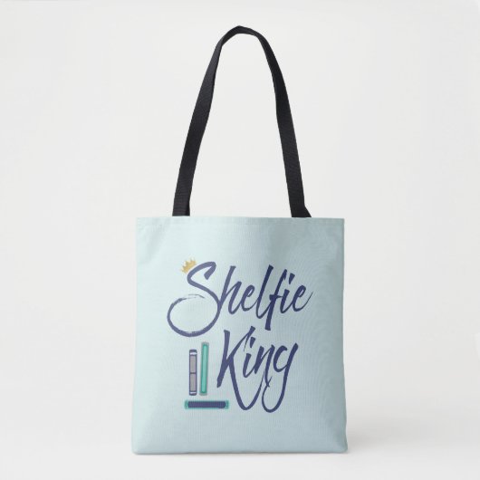 Tote Bag Blue Shelfie King Bookish (Devant)