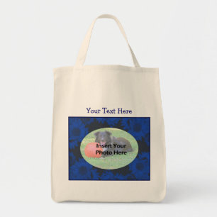 Tote Bag Blue Sunflower Design Floral Photo