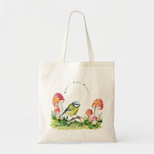 Tote Bag Blue Tit and Fly Agaric in a Forest Clearing (Devant)