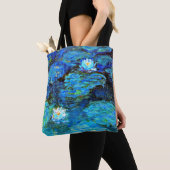 Tote Bag Blue Water-Lys, peinture d'art (De près)