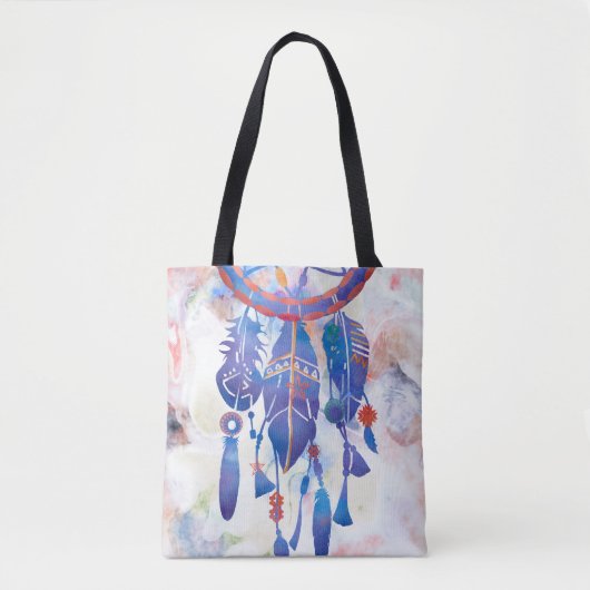 Tote Bag Blue Watercolor Dreamcatcher Modern Boho (Devant)