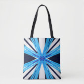 Tote Bag Blue White Starburst Christmas Star Snowflake cade (Devant)