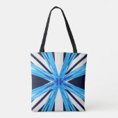 Tote Bag Blue White Starburst Christmas Star Snowflake cade (Dos)