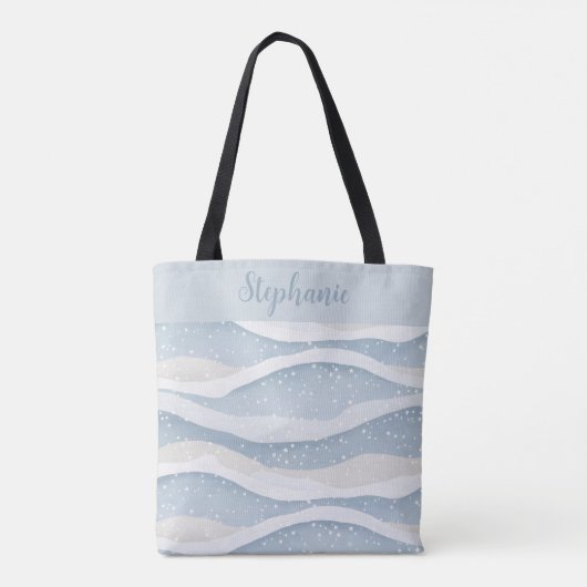 Tote Bag Blue Winter Snowfall Wave Personalized Pattern (Dos)