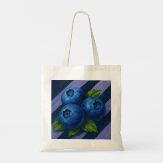 Tote Bag Blueberries avec des rayures de lavande douce et m (Dos)