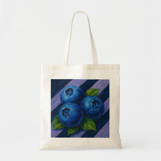 Tote Bag Blueberries avec des rayures de lavande douce et m (Devant)