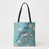 Tote Bag Bluebird William Morris Inspiré Turquois (Devant)