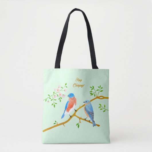 Tote Bag Bluebirds vert pâle (Devant)
