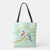 Tote Bag Bluebirds vert pâle (Dos)