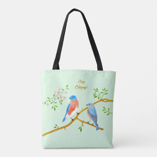 Tote Bag Bluebirds vert pâle (Dos)