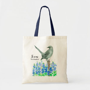 Tote Bag Bluebonnets d'oiseaux de Mockingers du Texas