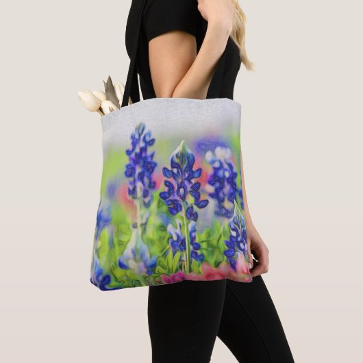 Tote Bag Bluebonnets impressionnistes (De près)