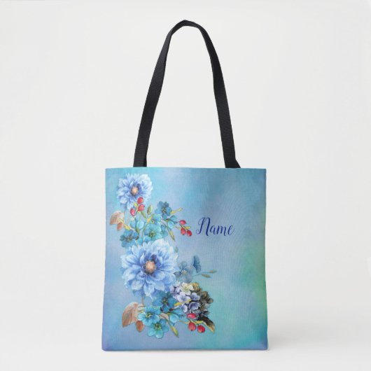 Tote Bag Blues de Cornflower en aquarelle (Devant)
